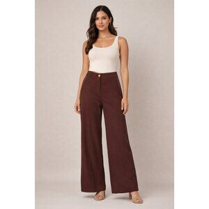 NWT Michael Kors High-Rise Wide Leg Tailored Trousers In Rich Chocolate Brown
